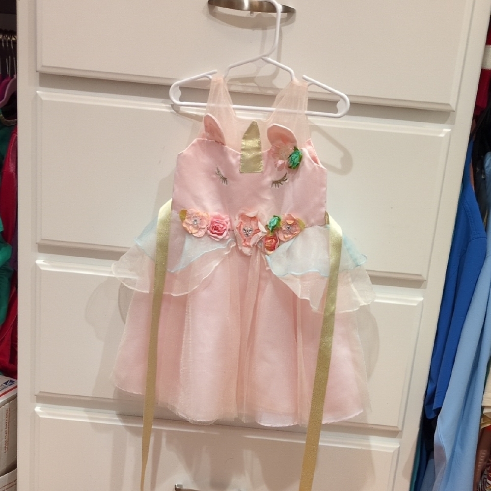 Rare Additions Girls Size 4/4t Unicorn Tulle Party Formal Easter Flower Dress